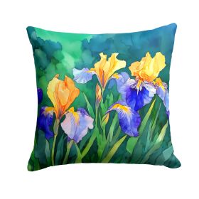 Tennessee Iris in Watercolor Throw Pillow Machine Washable, Indoor Outdoor Decorative Pillow for Couch, Bed or Patio, 14Hx14W