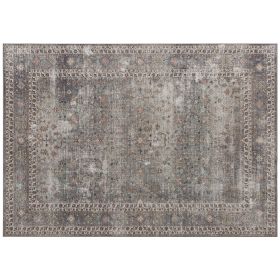 Machine Washable Area Rug 8x10, Non-Slip Traditional Floor Cover Foldable Carpet for Living Room, Dark Mixed-Brown