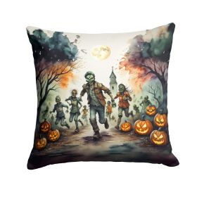 Zombies Spooky Halloween Throw Pillow Machine Washable, Indoor Outdoor Decorative Pillow for Couch, Bed or Patio, 14Hx14W (Default: Default)